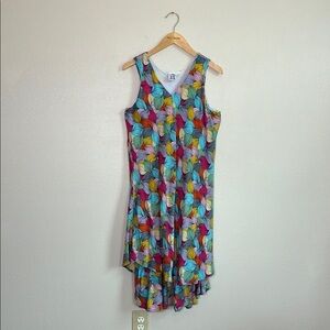 PARSLEY & SAGE Women Large Rayon Handkerchief Hem Vneck Sleeveless Midi Dress